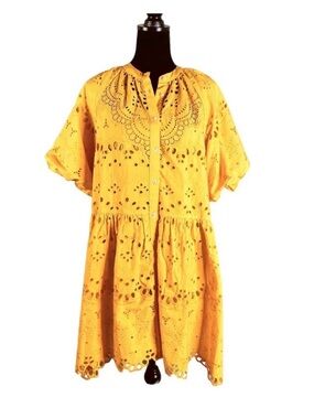 Anthropologie  Tallulah yellow eyelet dress size S